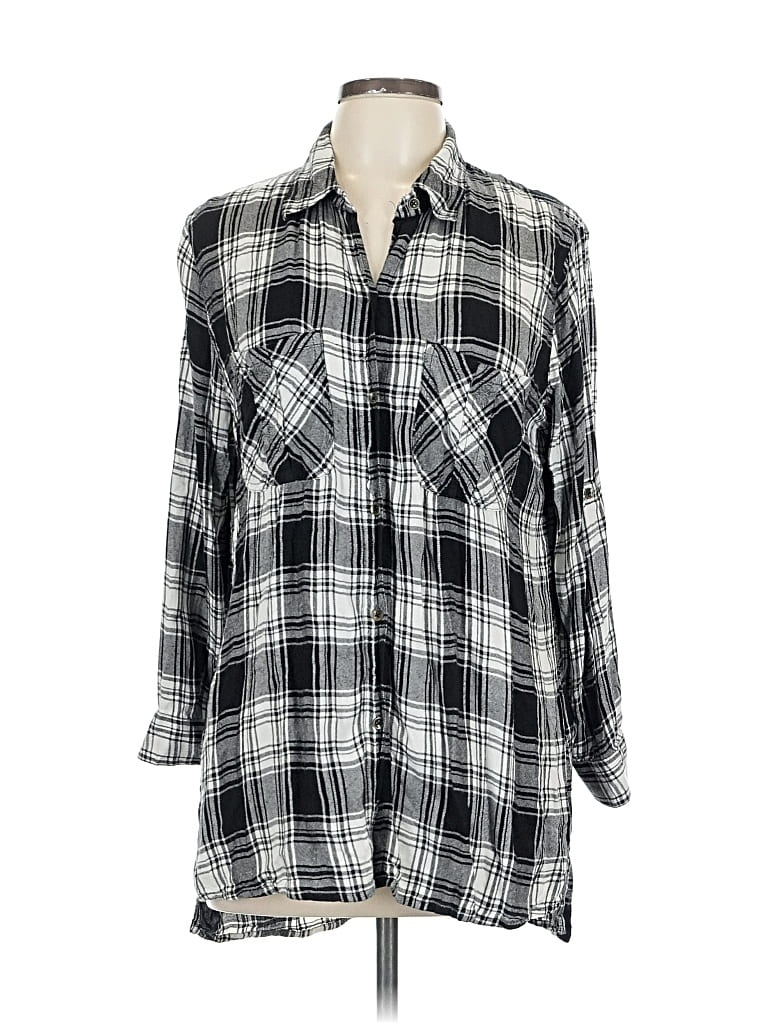 Pre-owned Jessica Simpson 3/4 Sleeve Button Down Shirt In Silver