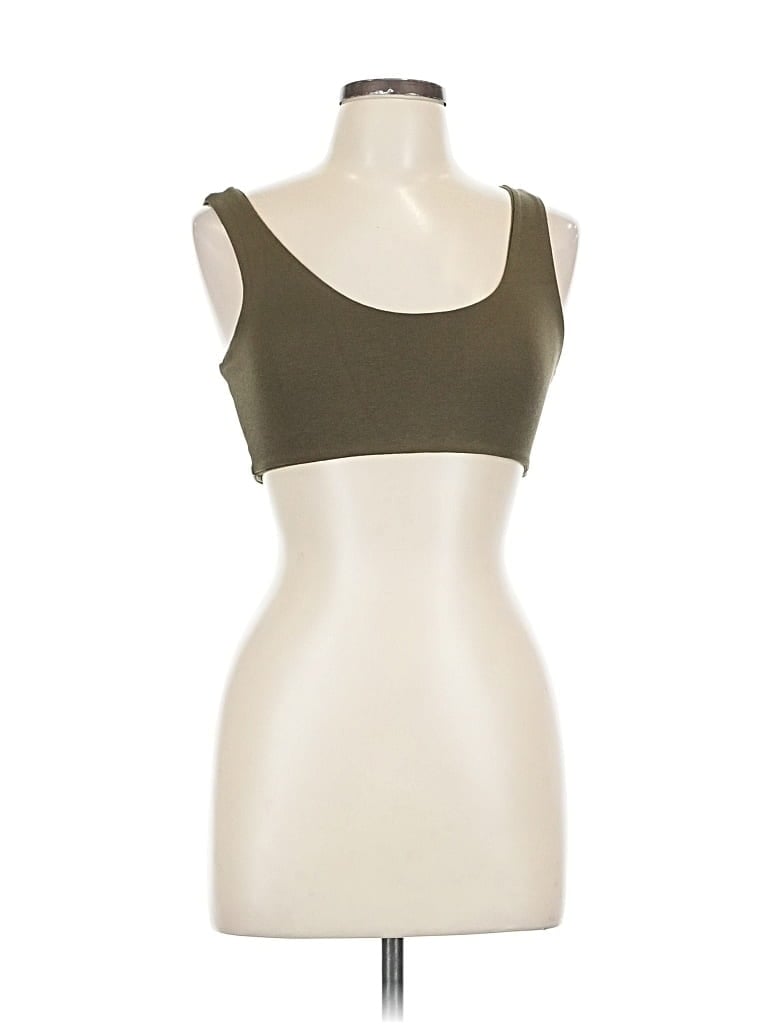 Click to view more detailed imagery on our partner's website Pre-owned Black Bead Tank Top Green Strapless Neckline Tops