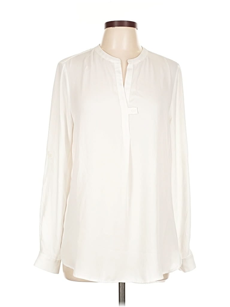 Pre-owned Pleione Long Sleeve Blouse In White