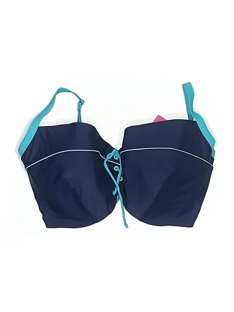 CURVY KATE Pre-owned Swimsuit Top Blue Color Block Pattern Swimwear