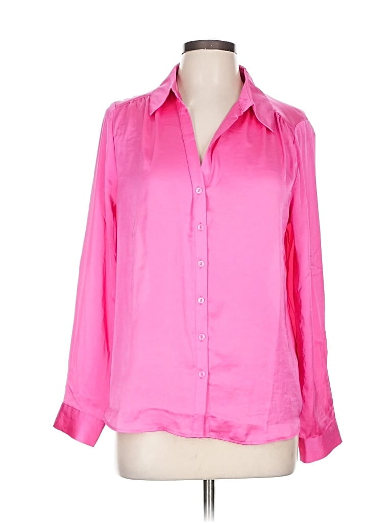 Pre-owned Pleione Long Sleeve Blouse In Pink