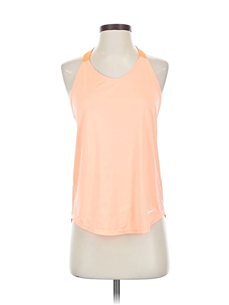 Pre-owned Nike Tank Top Orange Halter Neckline Tops