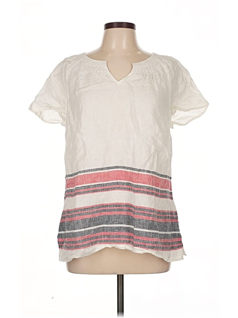 Pre-owned Talbots Short Sleeve Top Ivory V Neck Tops In White