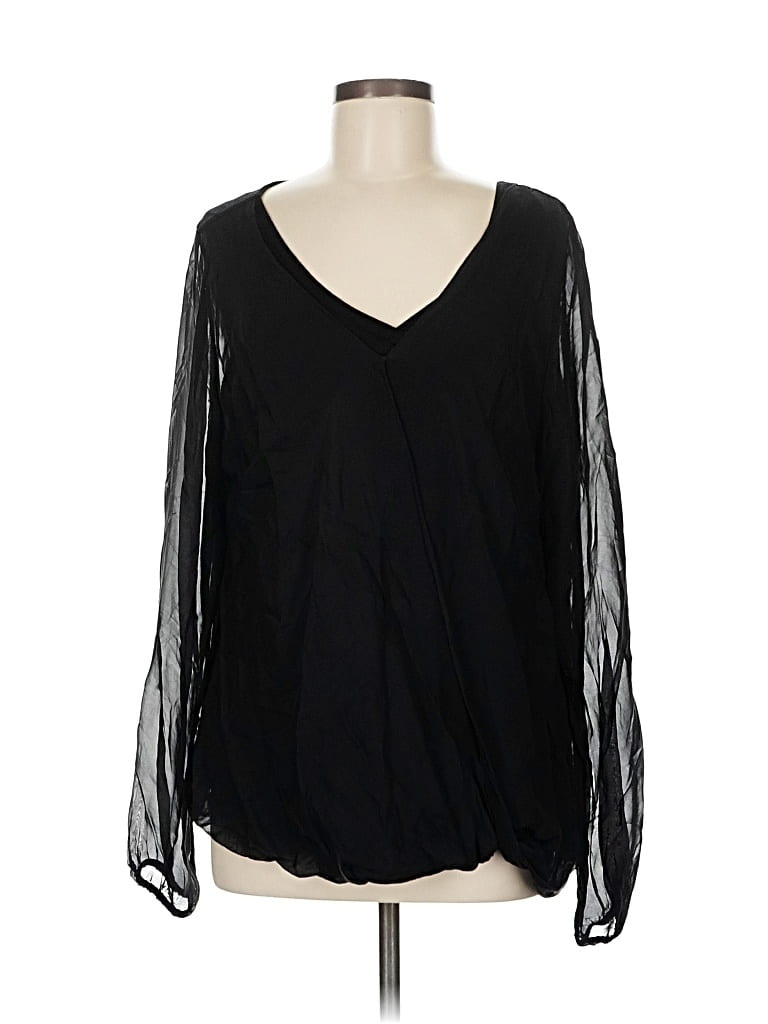 Pre-owned Suzy D Long Sleeve Blouse In Black