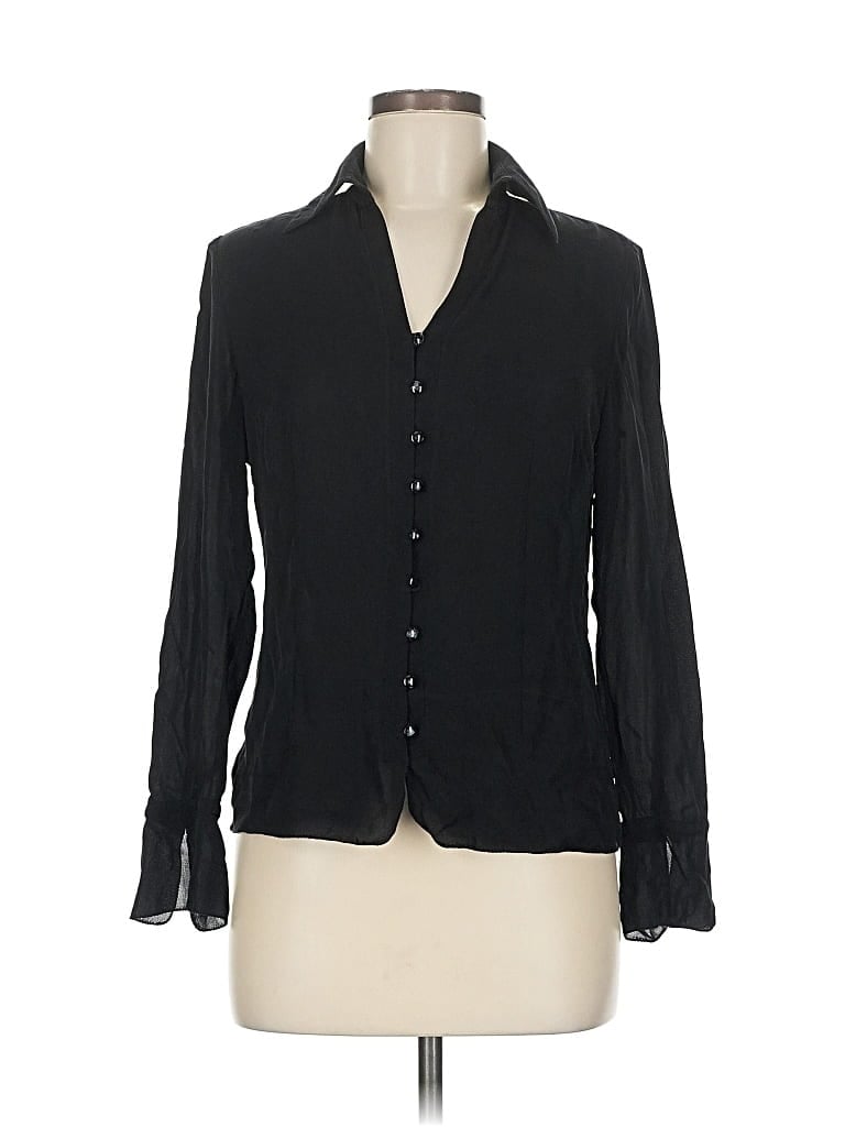 Pre-owned Ann Taylor Long Sleeve Blouse In Black