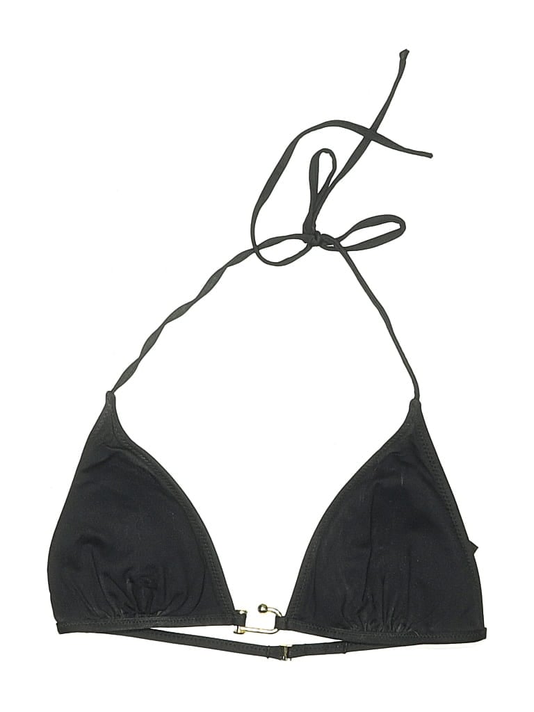 Pre-owned Bcbgmaxazria Swimsuit Top Black Solid Pattern Swimwear