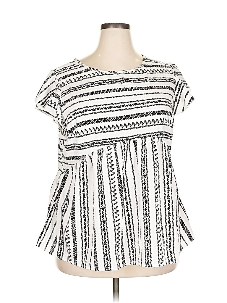 Pre-owned Shein Curve Short Sleeve Blouse In White