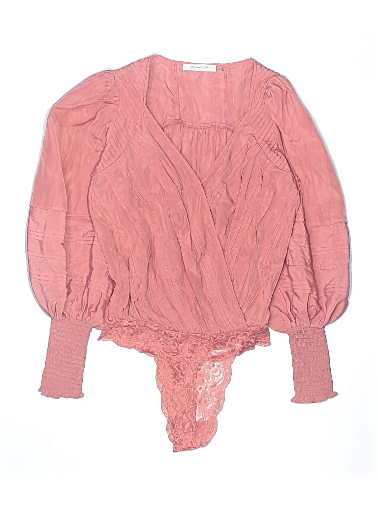 Pre-owned Mustard Seed Long Sleeve Blouse In Pink