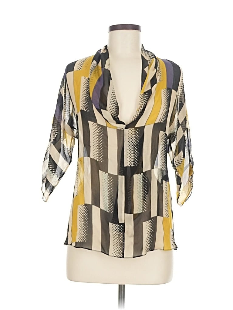 Pre-owned Diane Von Furstenberg 3/4 Sleeve Blouse In Yellow