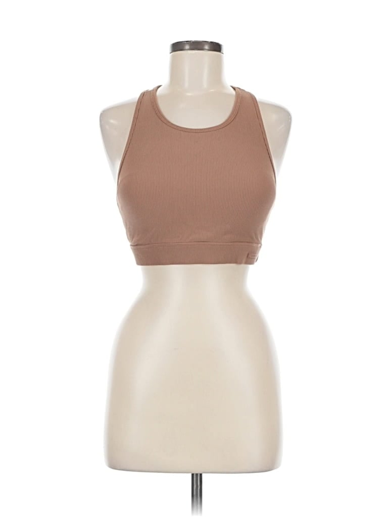 MESHKI Pre-owned Tank Top Brown Halter Neckline Tops
