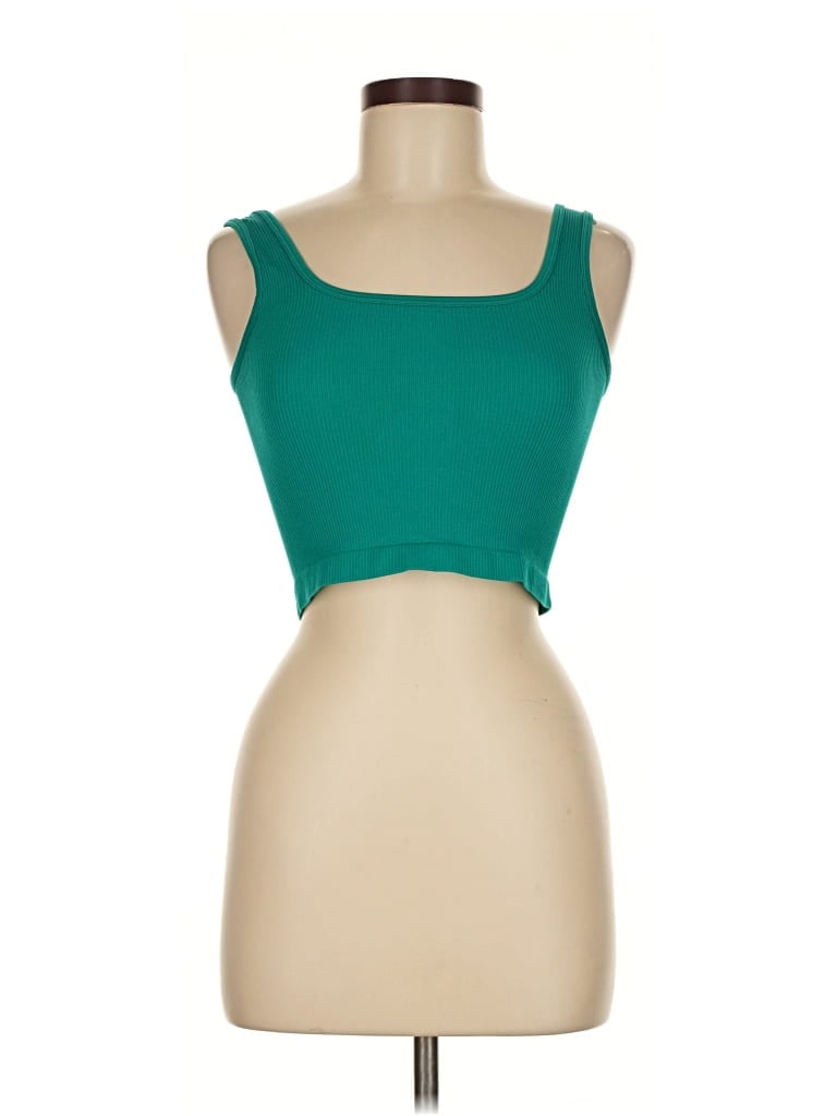 Pre-owned Oqq Tank Top Teal Strapless Neckline Tops In Blue