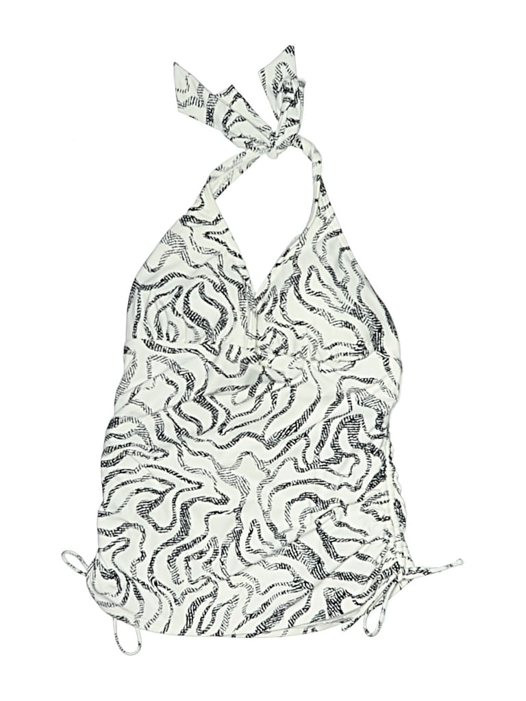 Pre-owned Loft Beach Swimsuit Top Silver Animal Print Pattern Swimwear