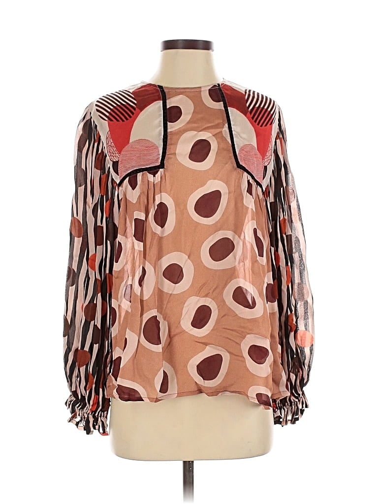 Pre-owned Blank London Long Sleeve Blouse In Brown