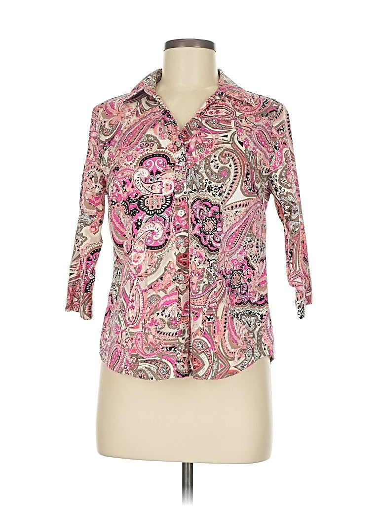 212 COLLECTION Pre-owned 3/4 Sleeve Button Down Shirt In Pink