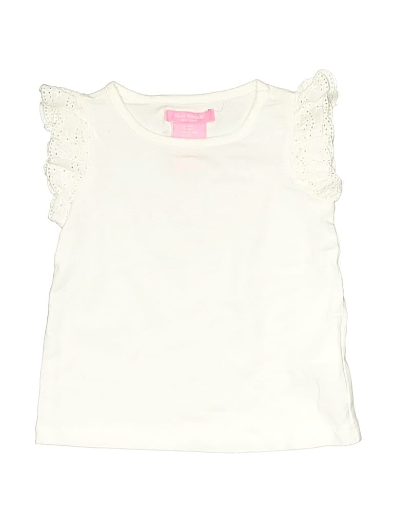 Pre-owned Isaac Mizrahi Kids' Sleeveless Top Ivory Ruffles Neckline Tops In White