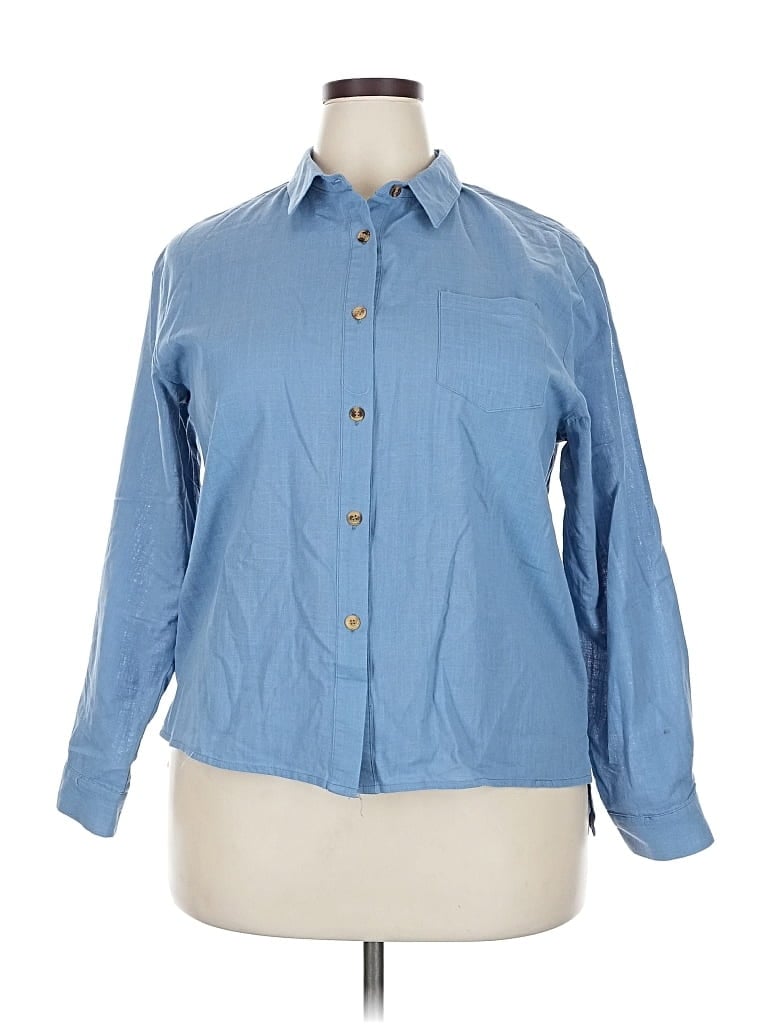 Pre-owned Unbranded Long Sleeve Button Down Shirt In Blue