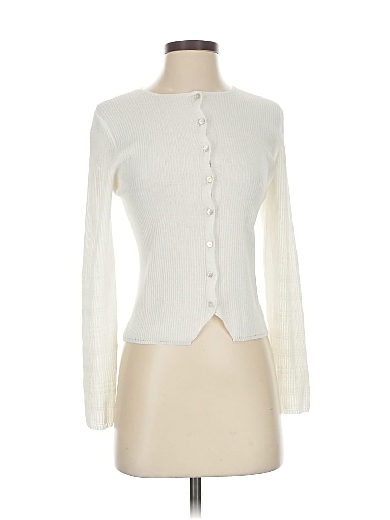 Pre-owned Max Studio Cardigan Sweater In White