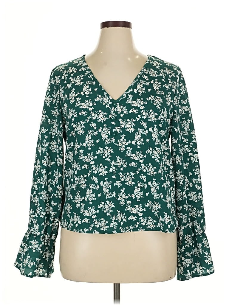 Pre-owned Unbranded Long Sleeve Blouse In Green