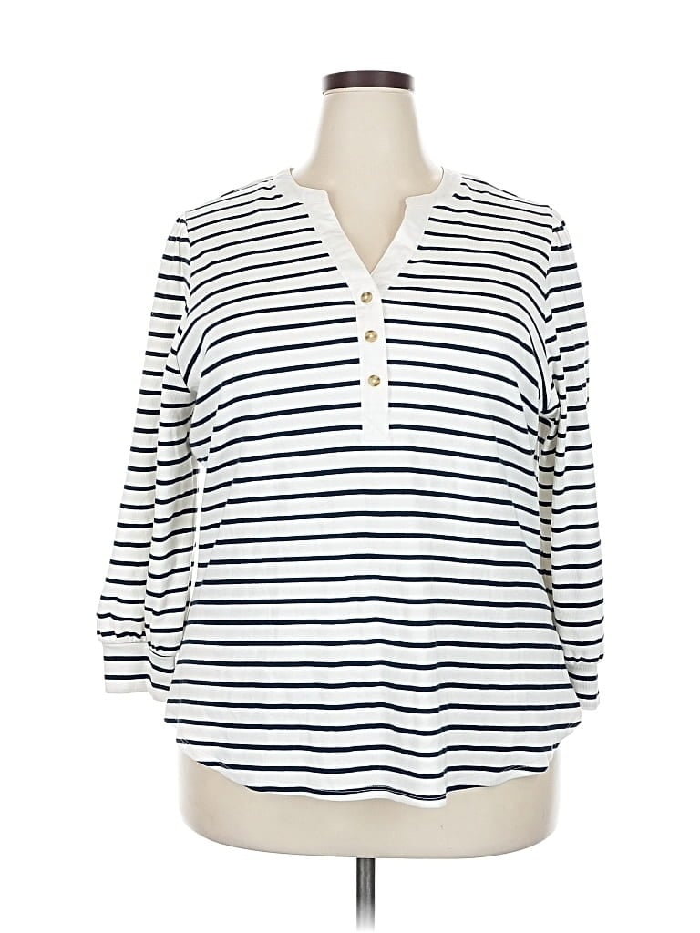 Pre-owned Lc Lauren Conrad 3/4 Sleeve Top White V Neck Tops