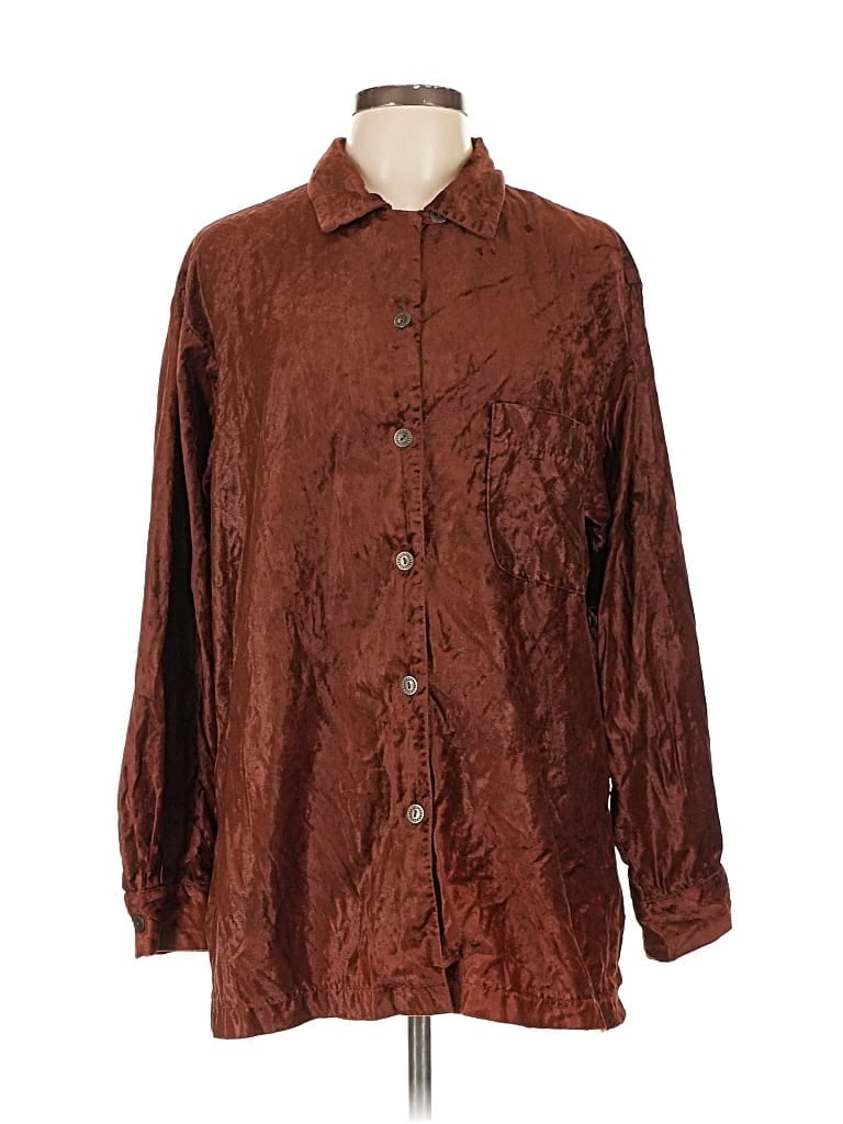 Pre-owned Coldwater Creek Long Sleeve Button Down Shirt In Brown