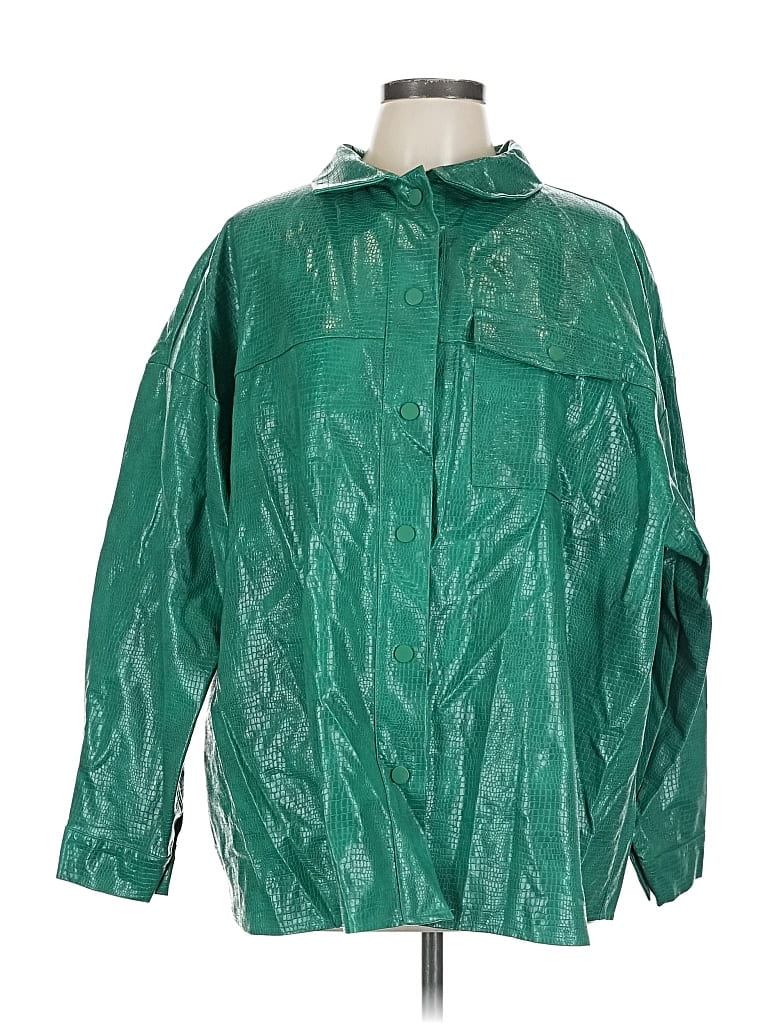 BOOHOO Pre-owned Faux Leather Jacket In Green