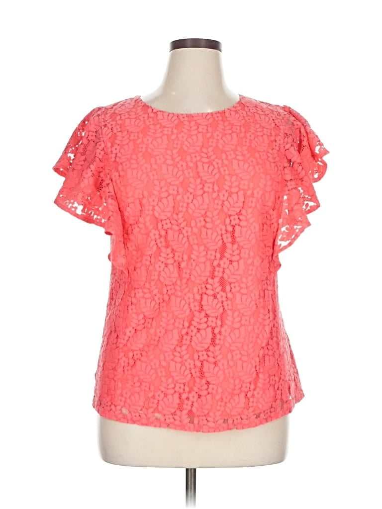 Pre-owned Merona Short Sleeve Blouse In Orange