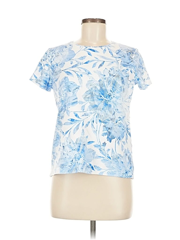 Pre-owned Croft & Barrow Short Sleeve Top Blue Mock Neckline Tops