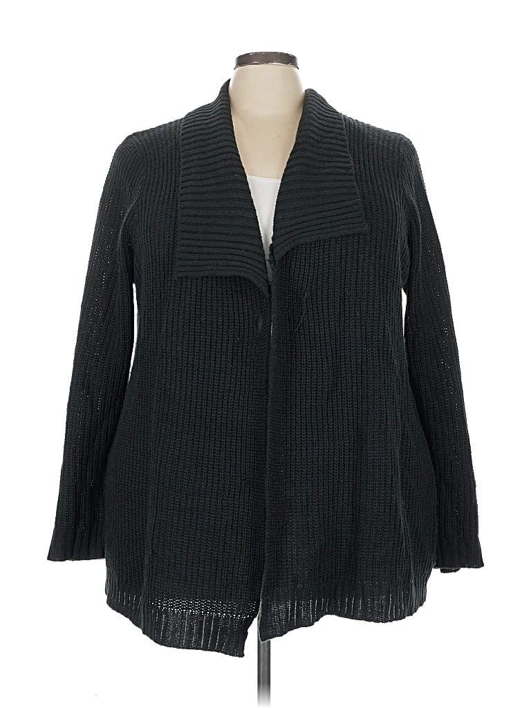 Pre-owned Woman Within Cardigan Sweater In Black