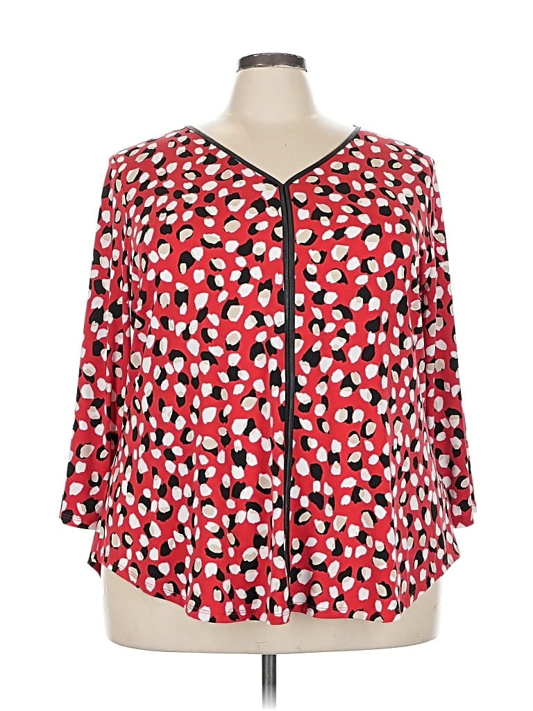 Pre-owned Liz Claiborne Career 3/4 Sleeve Blouse In Red