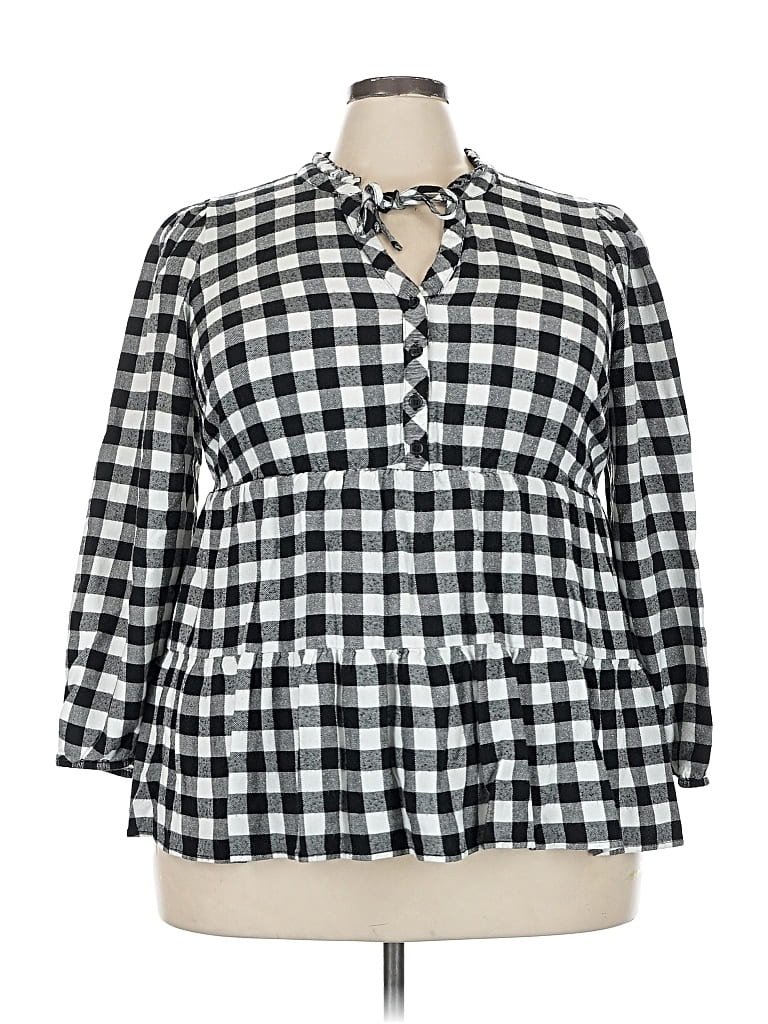 Pre-owned Torrid 3/4 Sleeve Henley Shirt In Black