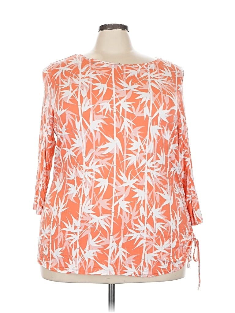 Pre-owned Ruby Rd. Long Sleeve Top Orange Cold Shoulder Neckline Tops