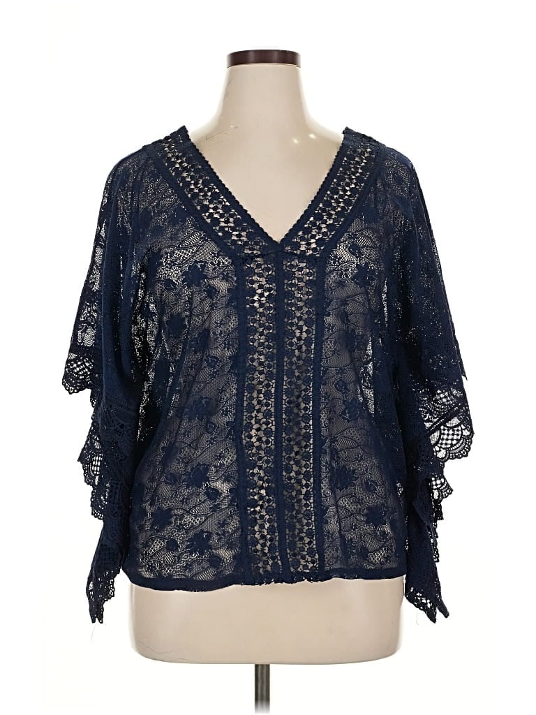 CANDIES Pre-owned Candie's 3/4 Sleeve Blouse In Blue