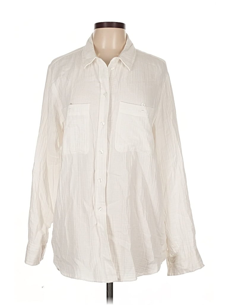 Pre-owned Social Standard By Sanctuary Long Sleeve Button Down Shirt In White