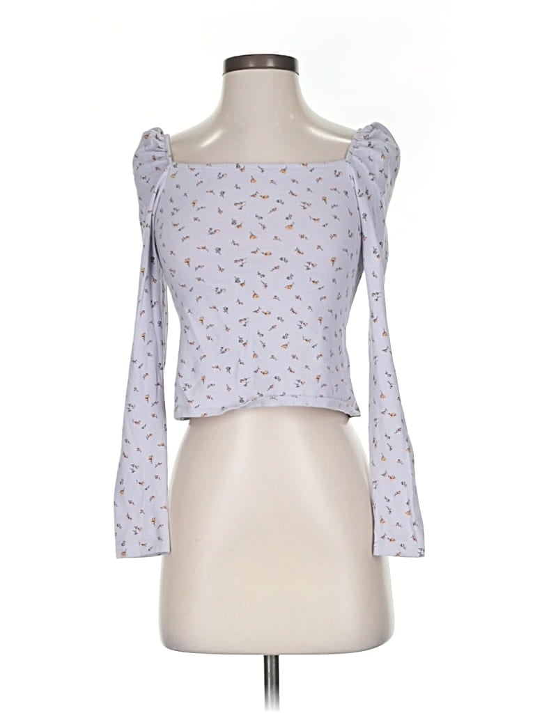 Pre-owned Wild Fable Long Sleeve Top Gray Sweetheart Neckline Tops