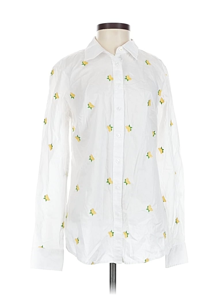 Pre-owned Talbots Long Sleeve Blouse In White