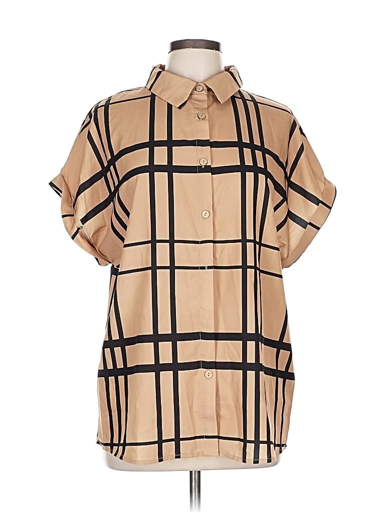 Pre-owned Unbranded Short Sleeve Blouse In Brown