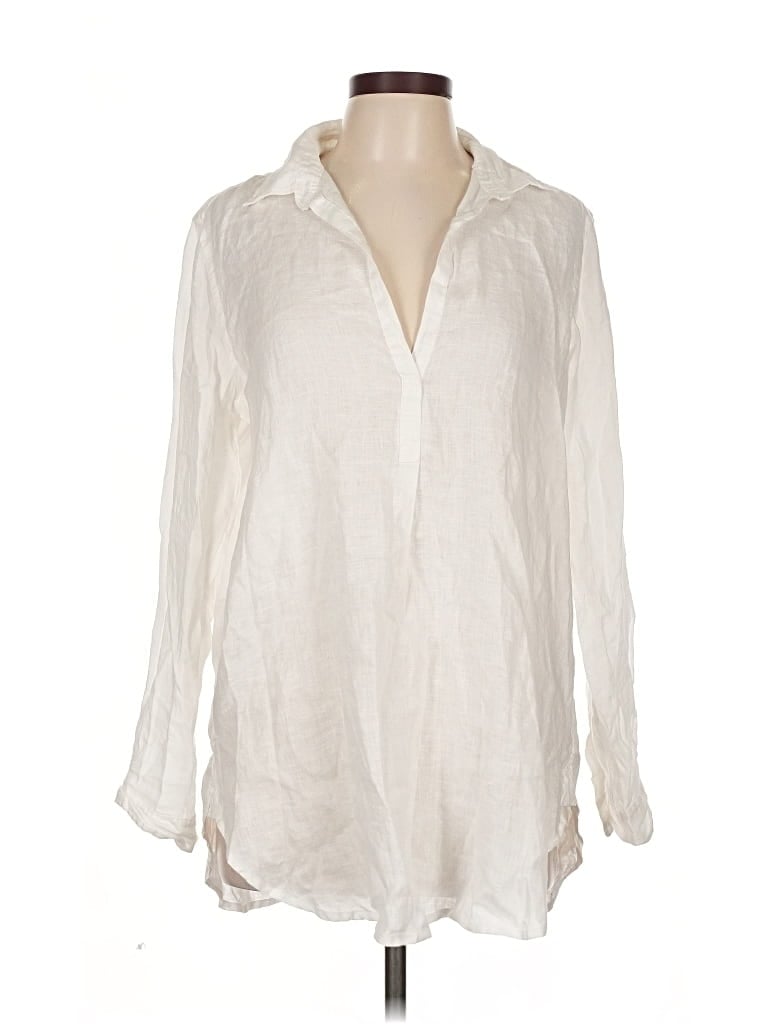 Pre-owned Gap Long Sleeve Blouse In White