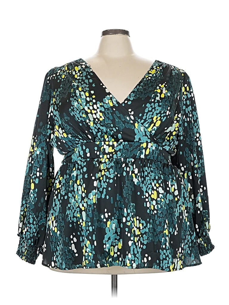 Pre-owned Torrid 3/4 Sleeve Blouse In Blue