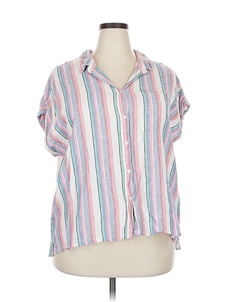 Pre-owned Orvis Short Sleeve Blouse In Pink