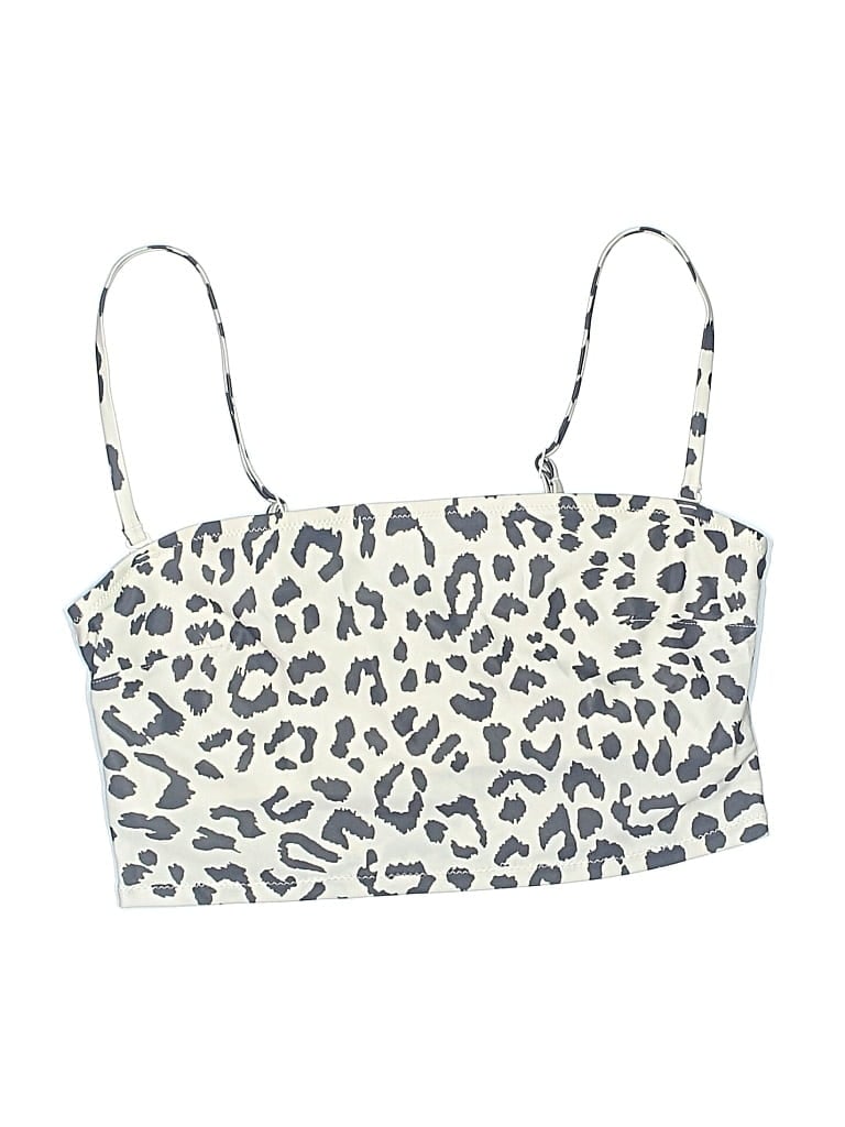 Pre-owned Aerie Swimsuit Top Ivory Animal Print Pattern Swimwear In White