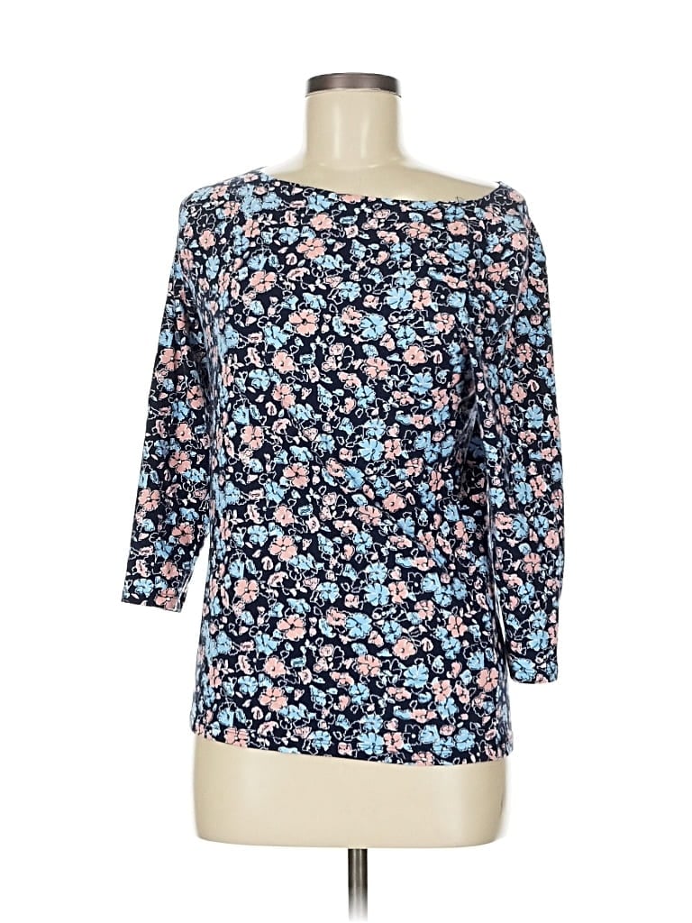 Pre-owned Jones New York Signature 3/4 Sleeve Top Blue Boatneck Tops