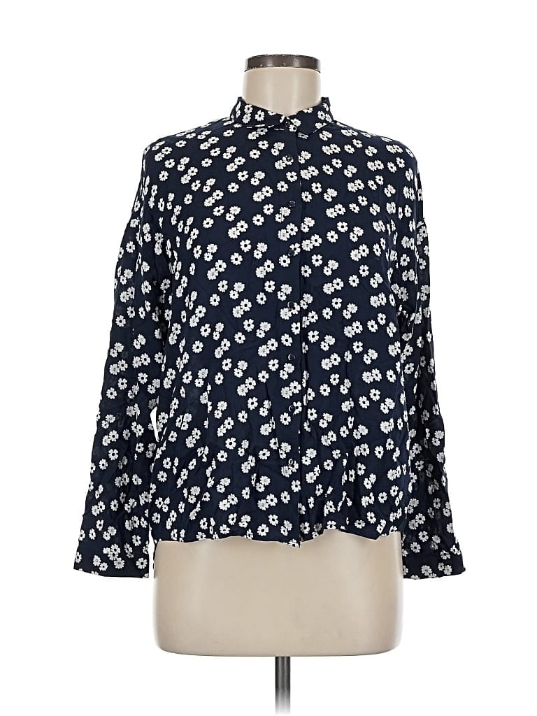 Pre-owned Mango Long Sleeve Blouse In Blue