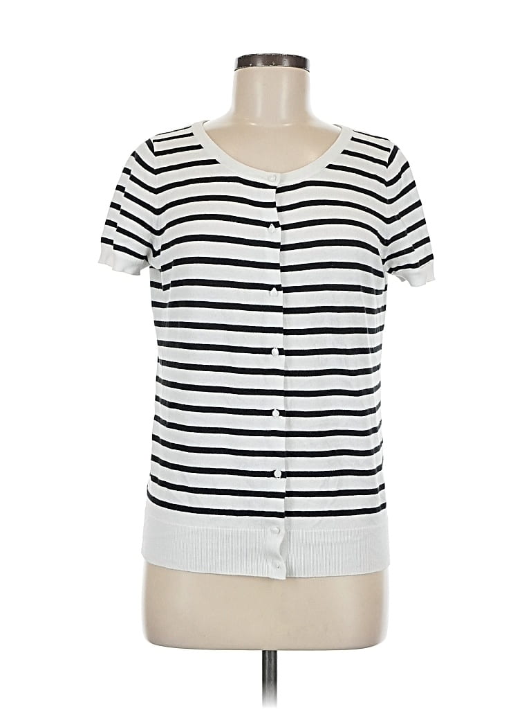 Pre-owned Ann Taylor Loft Outlet Short Sleeve Top White Sweetheart Neckline Tops