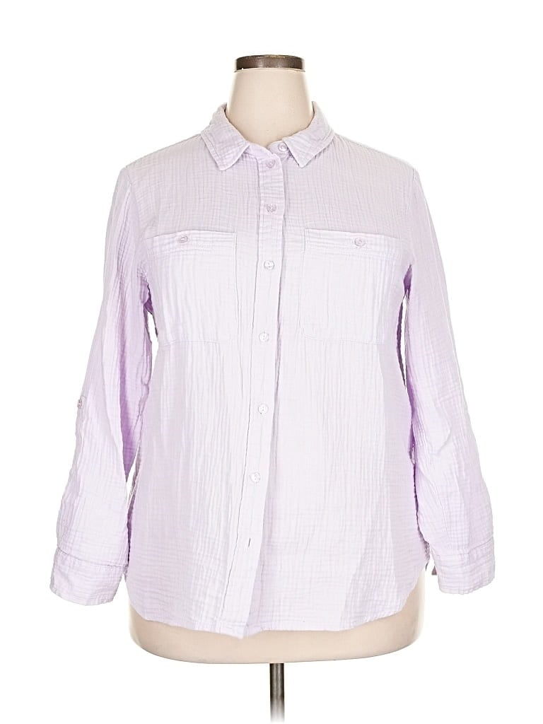 Pre-owned Social Standard By Sanctuary Long Sleeve Button Down Shirt In Purple