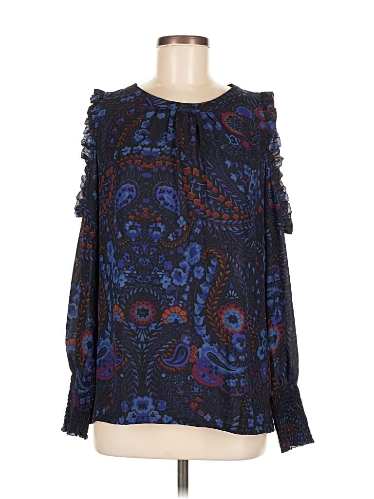 Pre-owned Ann Taylor Loft Long Sleeve Blouse In Blue