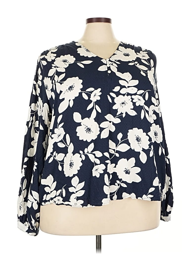 LIZ CLAIBORNE Pre-owned Long Sleeve Blouse In Blue