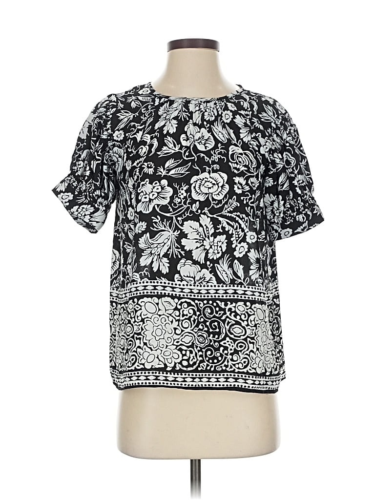 Pre-owned Vince Camuto Short Sleeve Blouse In Black