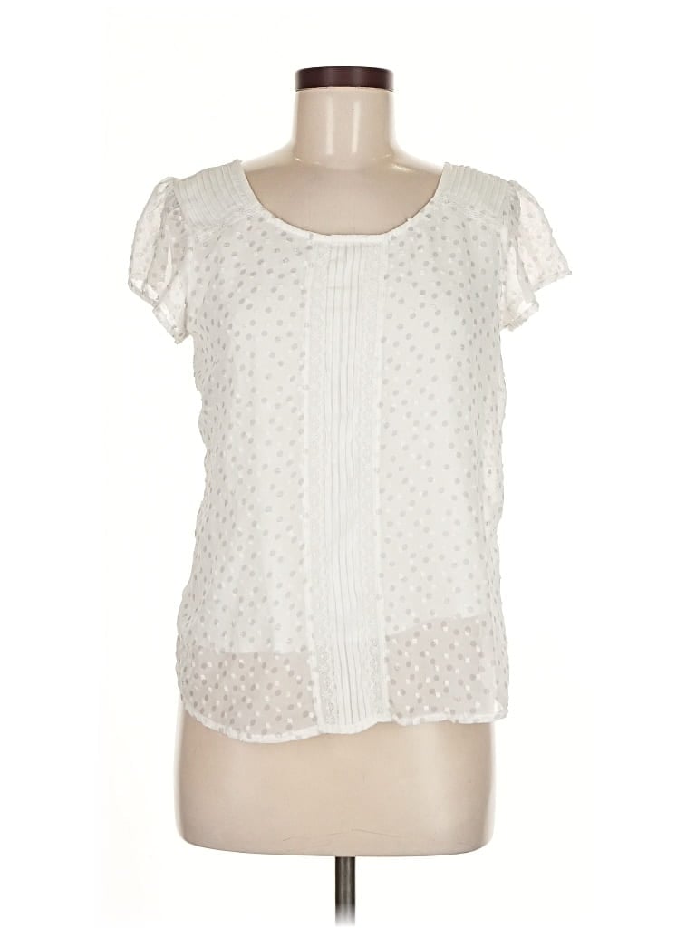 Pre-owned Lc Lauren Conrad Short Sleeve Blouse In White