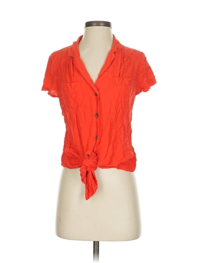 Pre-owned Maeve By Anthropologie Short Sleeve Blouse In Orange