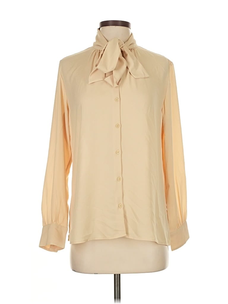 Pre-owned Uniqlo Long Sleeve Blouse In White